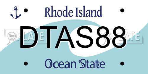 DTAS88 Rhode Island License Plate