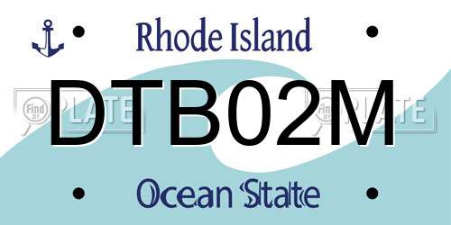 DTB02M Rhode Island License Plate