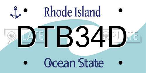 DTB34D Rhode Island License Plate