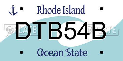 DTB54B Rhode Island License Plate