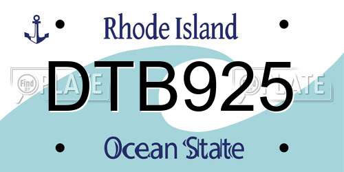 DTB925 Rhode Island License Plate