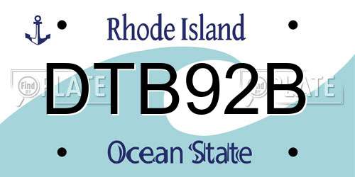 DTB92B Rhode Island License Plate