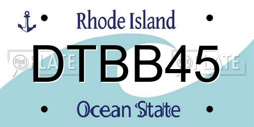 DTBB45 Rhode Island License Plate