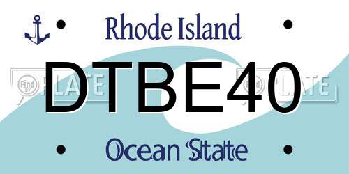 DTBE40 Rhode Island License Plate