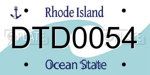 DTD0054 Rhode Island License Plate