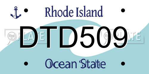 DTD509 Rhode Island License Plate
