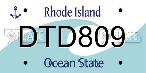 DTD809 Rhode Island License Plate