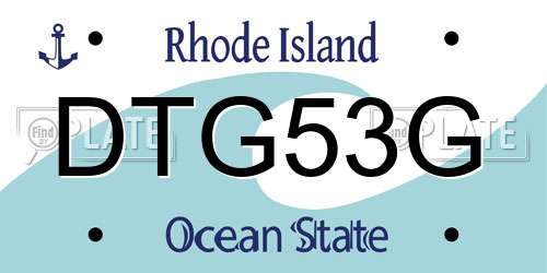 DTG53G Rhode Island License Plate