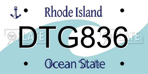 DTG836 Rhode Island License Plate