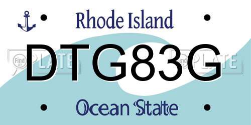 DTG83G Rhode Island License Plate