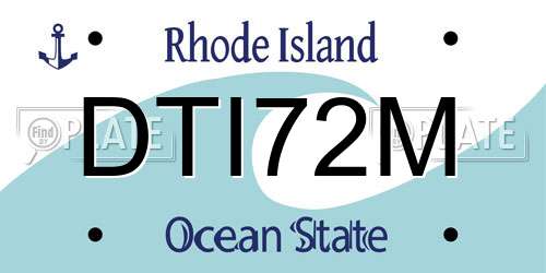 DTI72M Rhode Island License Plate