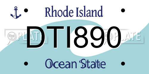 DTI890 Rhode Island License Plate
