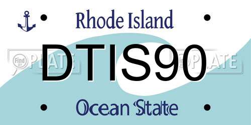 DTIS90 Rhode Island License Plate