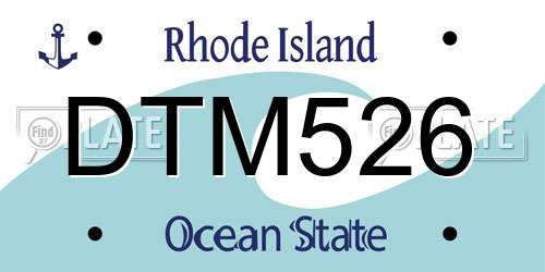 DTM526 Rhode Island License Plate