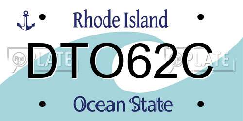 DTO62C Rhode Island License Plate