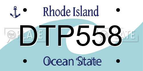 DTP558 Rhode Island License Plate