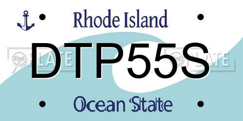 DTP55S Rhode Island License Plate