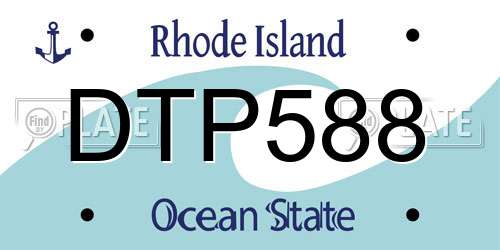 DTP588 Rhode Island License Plate