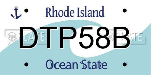 DTP58B Rhode Island License Plate