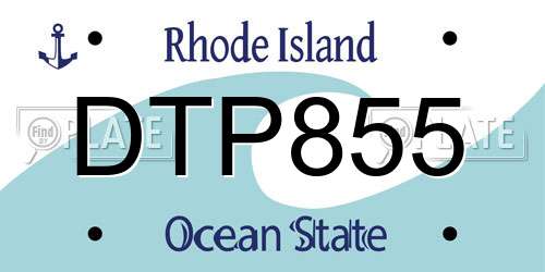 DTP855 Rhode Island License Plate