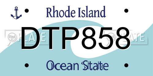 DTP858 Rhode Island License Plate