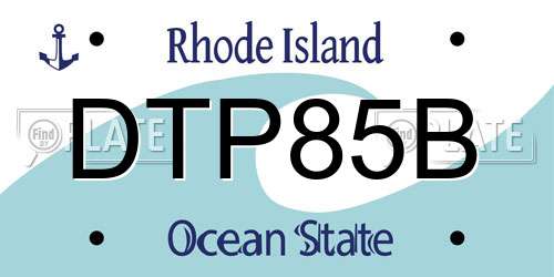 DTP85B Rhode Island License Plate