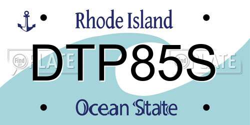 DTP85S Rhode Island License Plate