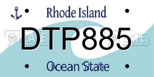DTP885 Rhode Island License Plate