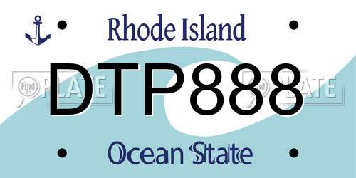 DTP888 Rhode Island License Plate