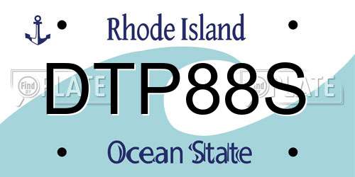 DTP88S Rhode Island License Plate