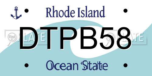 DTPB58 Rhode Island License Plate