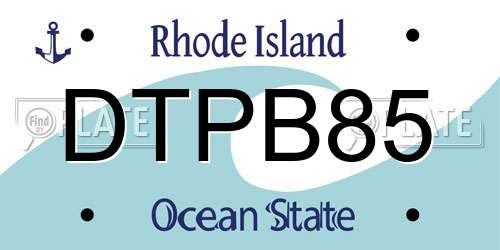 DTPB85 Rhode Island License Plate