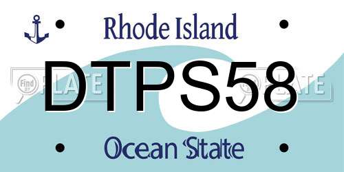 DTPS58 Rhode Island License Plate