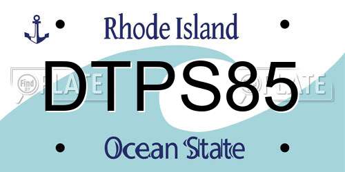 DTPS85 Rhode Island License Plate