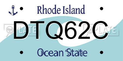 DTQ62C Rhode Island License Plate