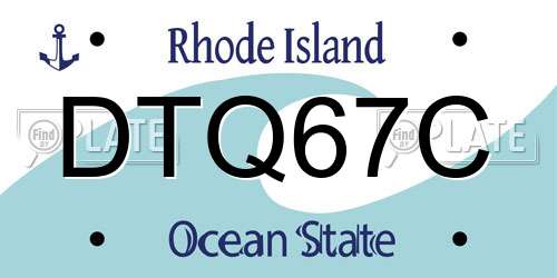 DTQ67C Rhode Island License Plate
