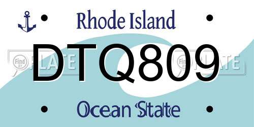 DTQ809 Rhode Island License Plate