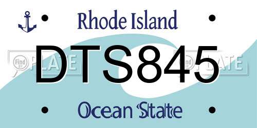 DTS845 Rhode Island License Plate