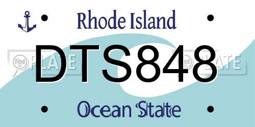 DTS848 Rhode Island License Plate