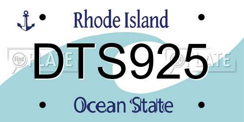 DTS925 Rhode Island License Plate