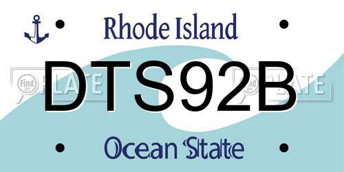 DTS92B Rhode Island License Plate