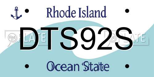DTS92S Rhode Island License Plate