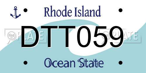 DTT059 Rhode Island License Plate