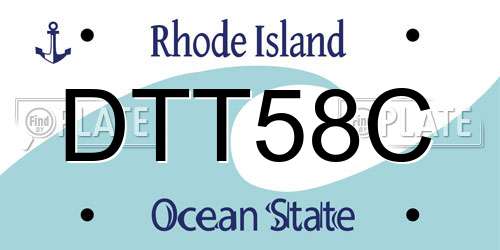 DTT58C Rhode Island License Plate