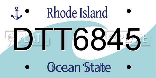 DTT6845 Rhode Island License Plate
