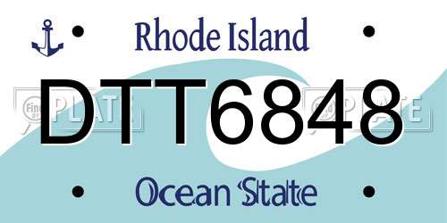 DTT6848 Rhode Island License Plate