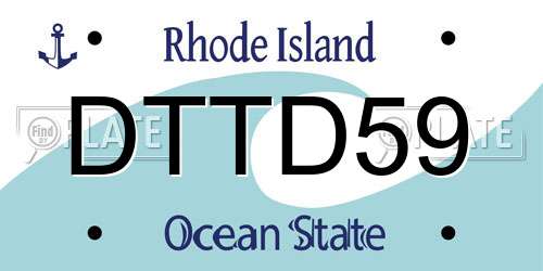 DTTD59 Rhode Island License Plate