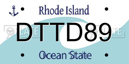 DTTD89 Rhode Island License Plate