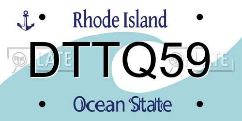 DTTQ59 Rhode Island License Plate