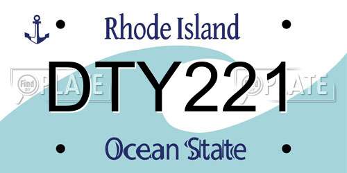 DTY221 Rhode Island License Plate